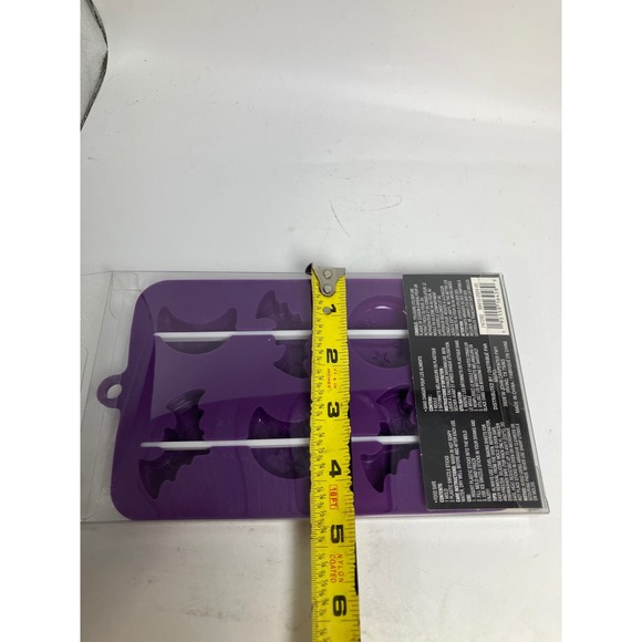 Celebrate It Halloween Silicone Swizzle Stick Ice Mold 3 pc Purple Bat Moon - Picture 4 of 4